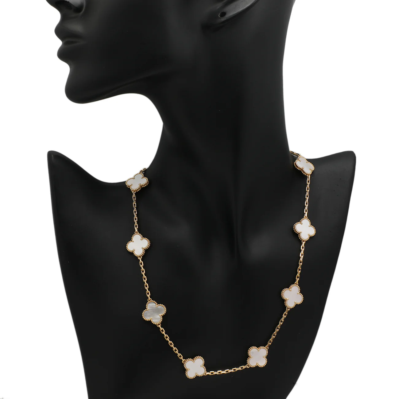 Van Cleef & Arpels 18K Yellow Gold 10 Motifs Vintage Alhambra Necklace - Image 4