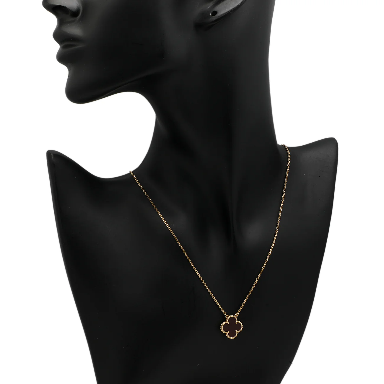 Van Cleef & Arpels 18K Yellow Gold Carnelian Vintage Alhambra Pendant - Image 4