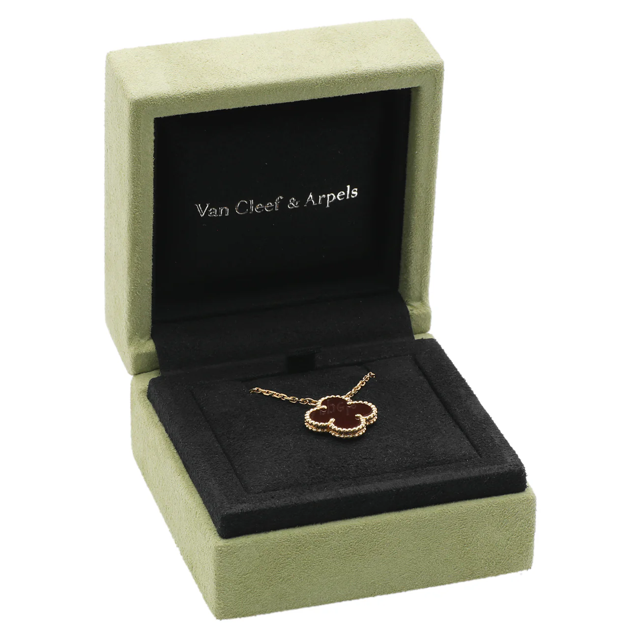 Van Cleef & Arpels 18K Yellow Gold Carnelian Vintage Alhambra Pendant - Image 5
