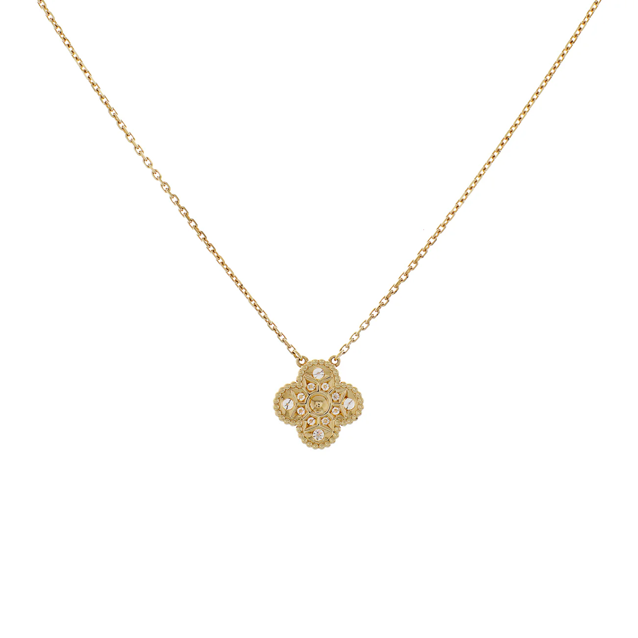 Van Cleef & Arpels 18K Yellow Gold Diamond Vintage Alhambra Pendant Necklace - Image 2