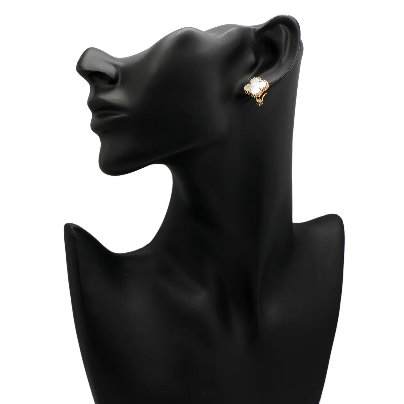 Van Cleef & Arpels 18K Yellow Gold Mother of Pearl Vintage Alhambra Earrings - Image 3