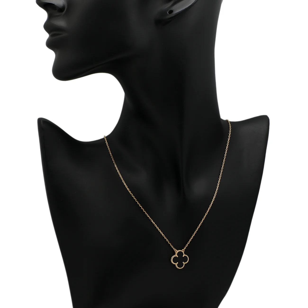 Van Cleef & Arpels 18K Yellow Gold & Onyx Vintage Alhambra Pendant Necklace - Image 4