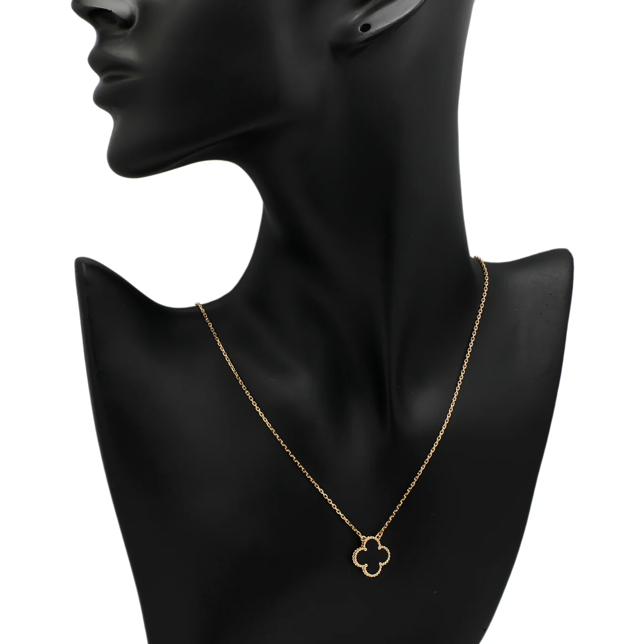 Van Cleef & Arpels 18K Yellow Gold & Onyx Vintage Alhambra Pendant - Image 4