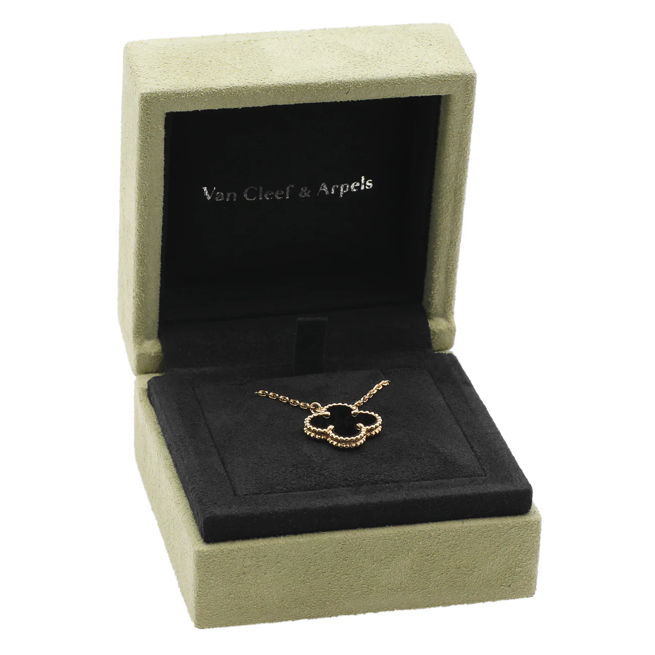 Van Cleef & Arpels 18K Yellow Gold & Onyx Vintage Alhambra Pendant - Image 5