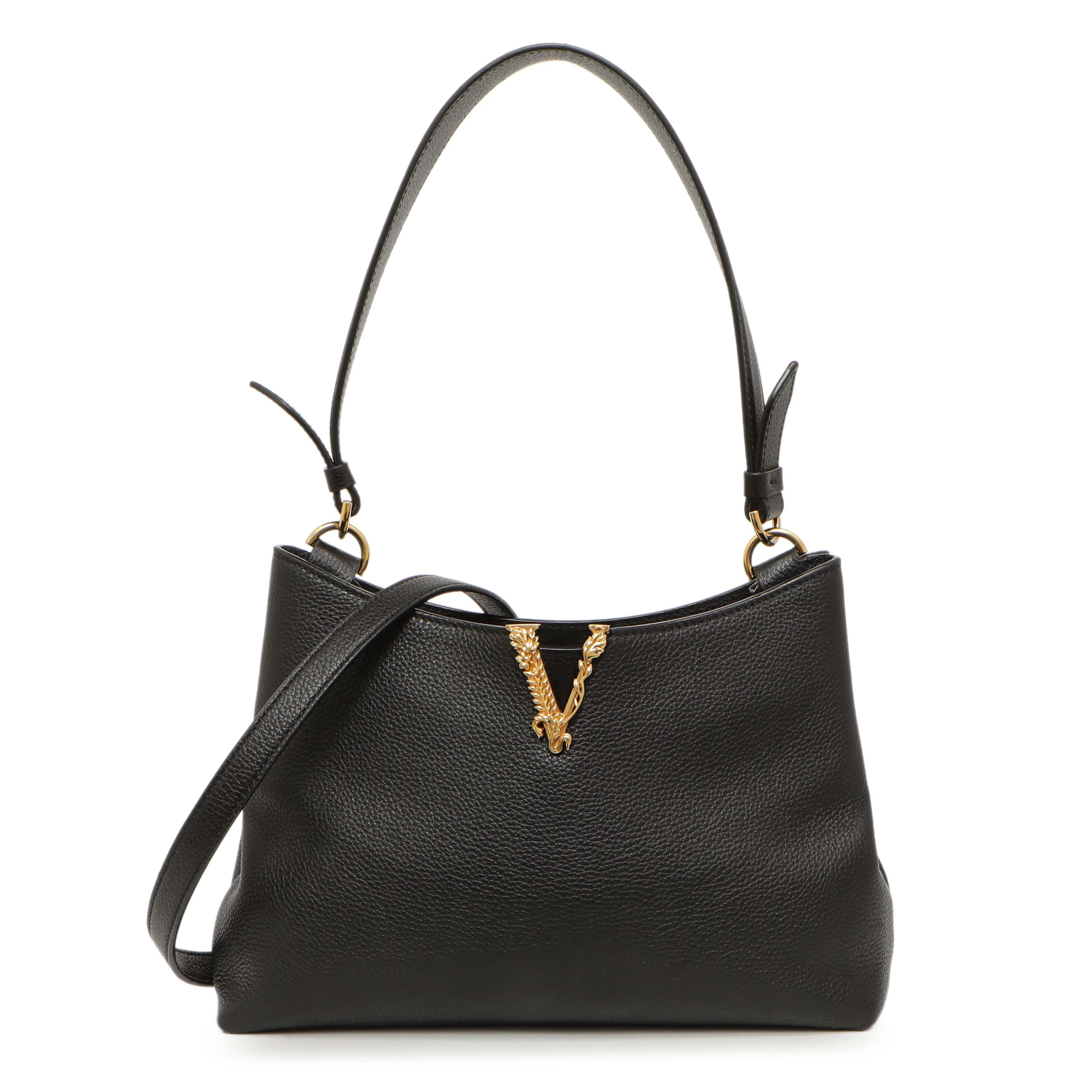 Versace Black Calfskin Virtus Hobo