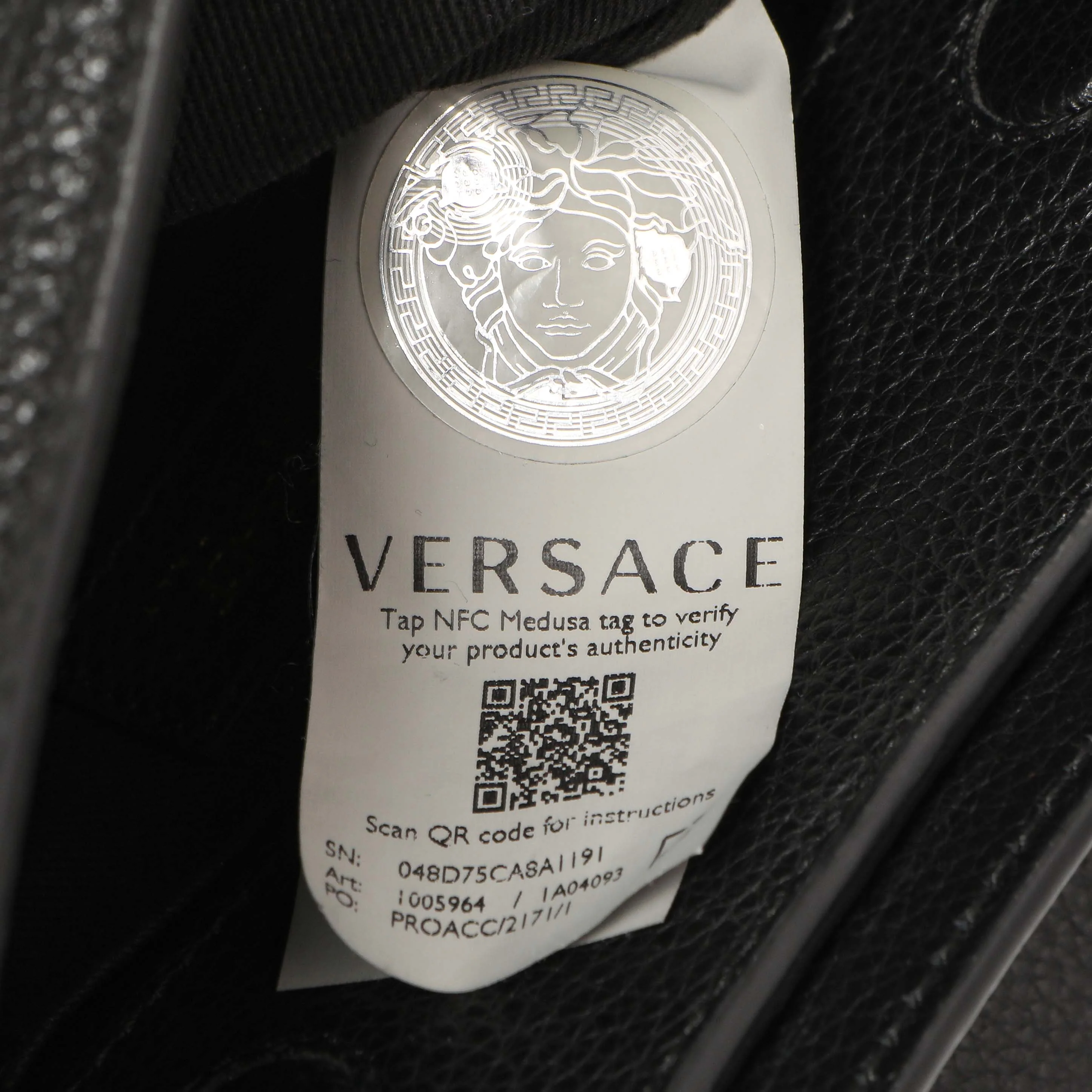 Versace Black Calfskin Virtus Hobo - Image 6