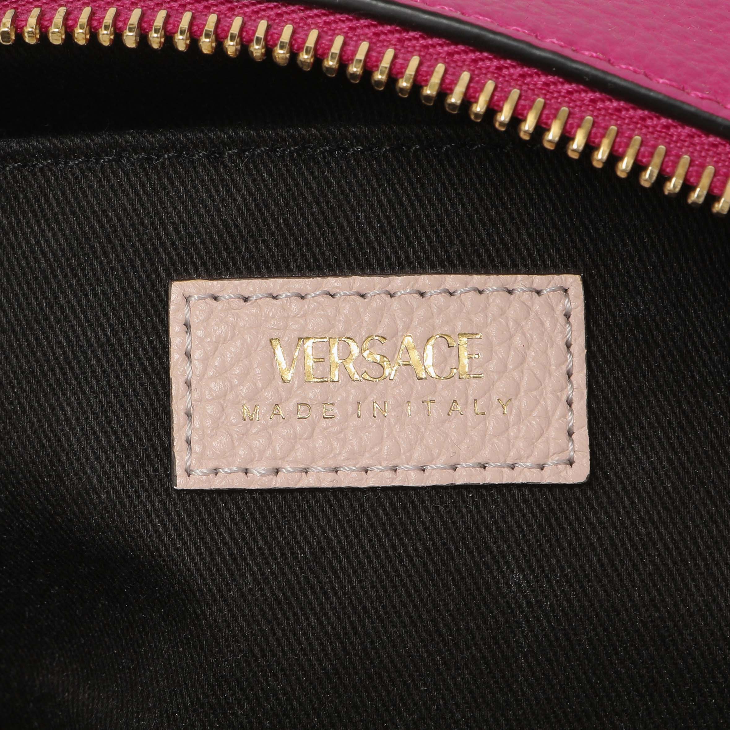 Versace Fuchsia Calfskin Small Virtus Camera Bag - Image 5