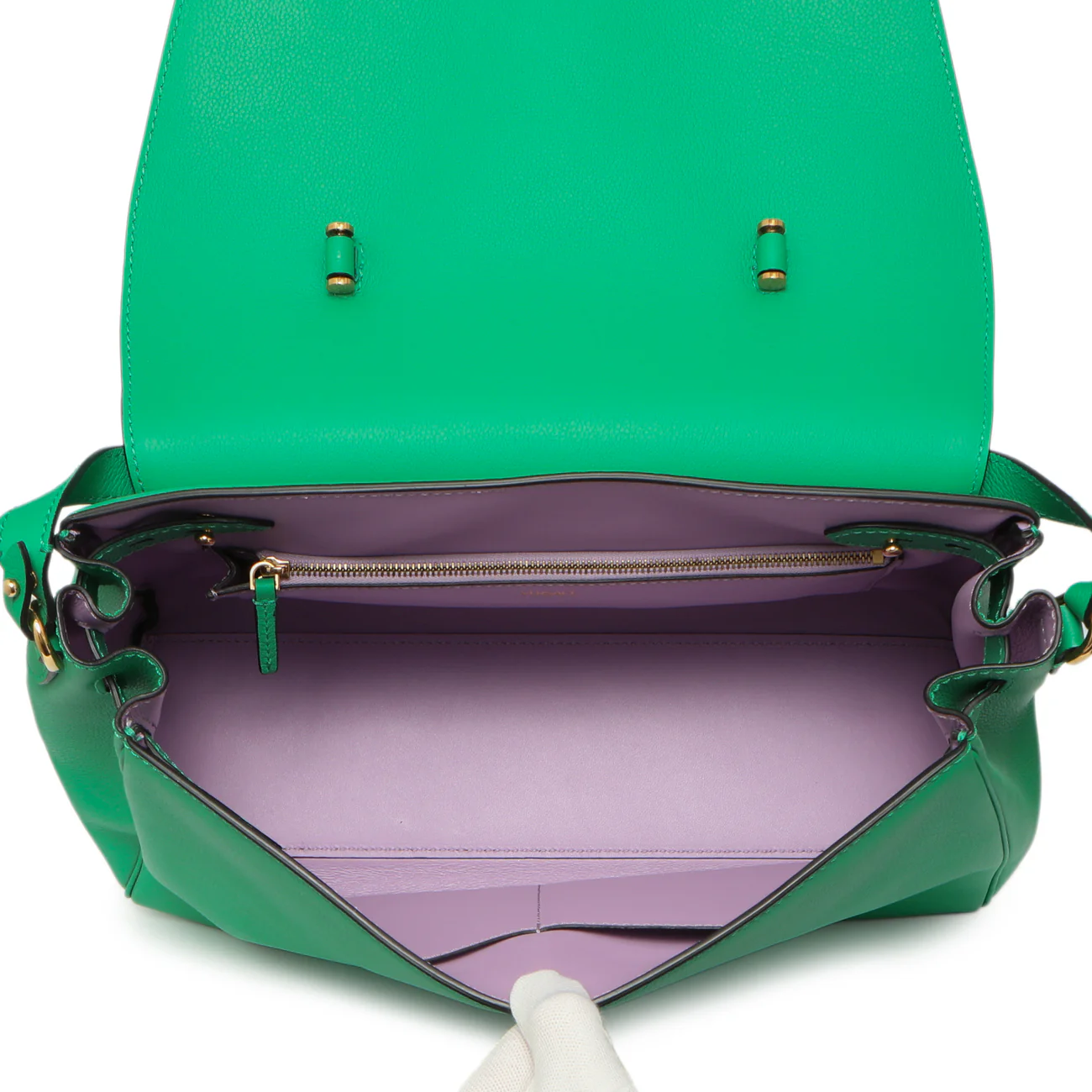 Versace Green Calfskin Large La Medusa Top Handle - Image 8