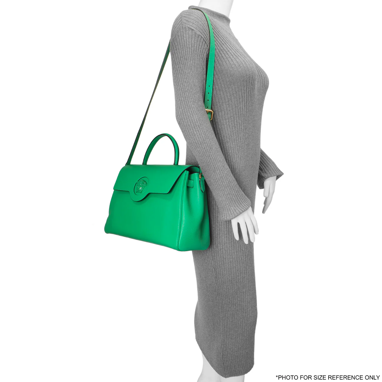 Versace Green Calfskin Large La Medusa Top Handle - Image 9