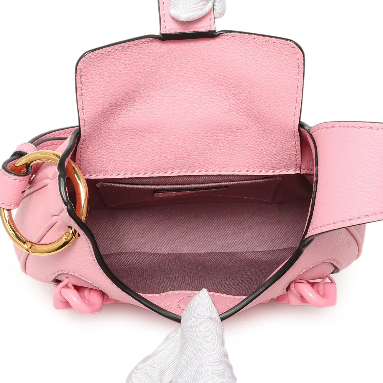 Versace Pink Calfskin La Medusa Mini Chain Hobo - Image 4
