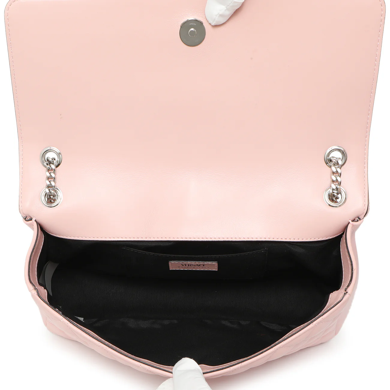 Versace Pink Quilted Lambskin Medusa Chain Crossbody - Image 8