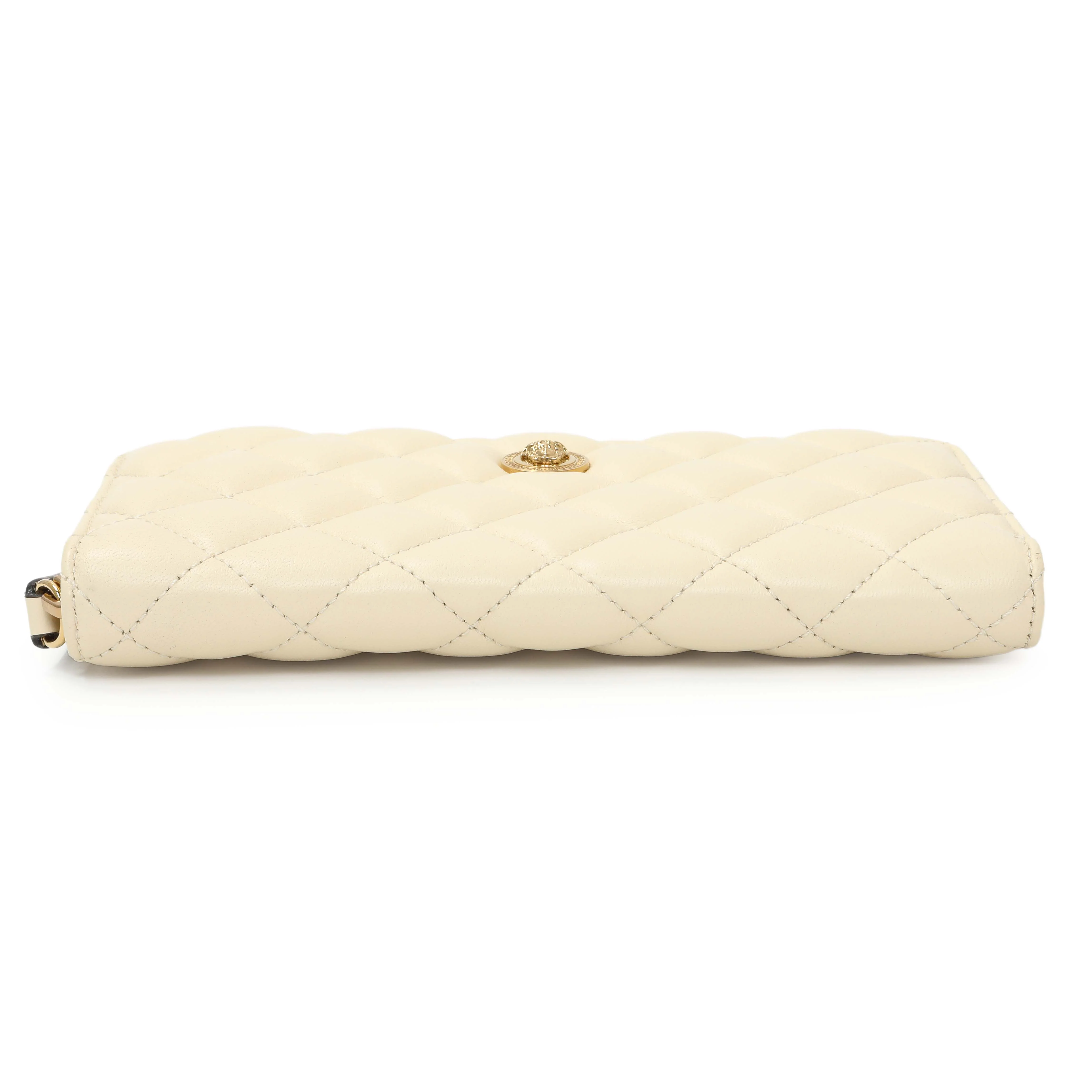 Versace White Nappa Quilted La Medusa Zip Around Wallet - Image 3
