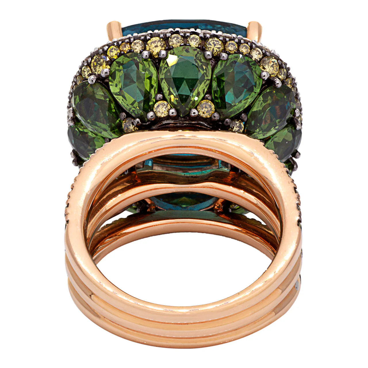 Zorab 18K Rose Gold Fantasia Topaz Sapphire Diamond Ring - Image 3